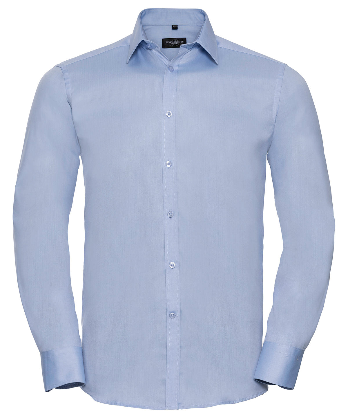 Personalised Shirts - Light Blue Russell Collection Long sleeve herringbone shirt