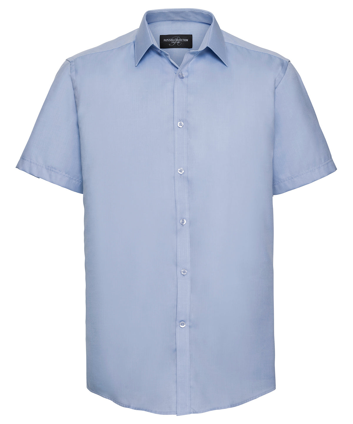 Personalised Shirts - Light Blue Russell Collection Short sleeve herringbone shirt