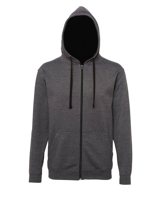 Personalised Hoodies - Dark Grey AWDis Just Hoods Varsity zoodie