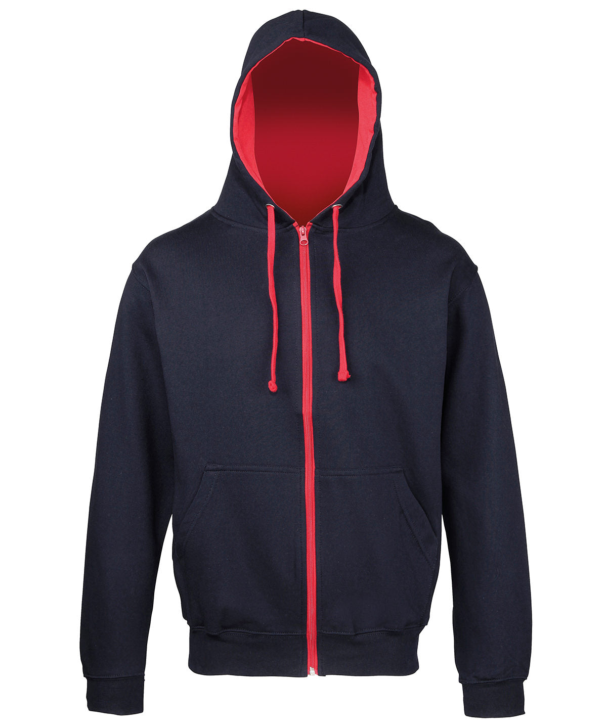 Personalised Hoodies - Mid Red AWDis Just Hoods Varsity zoodie