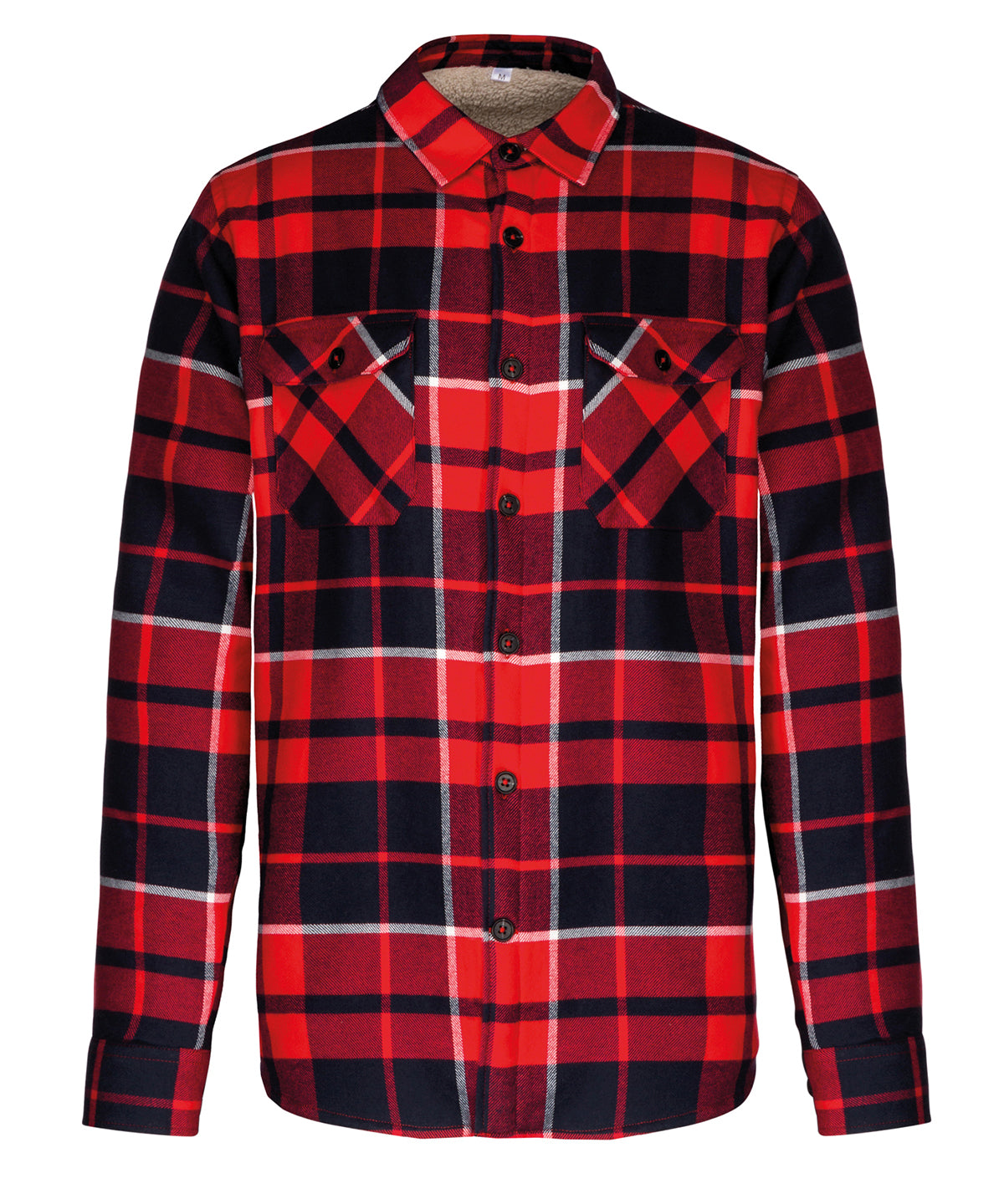 Personalised Shirts - Check Kariban Sherpa-lined checked shirt jacket