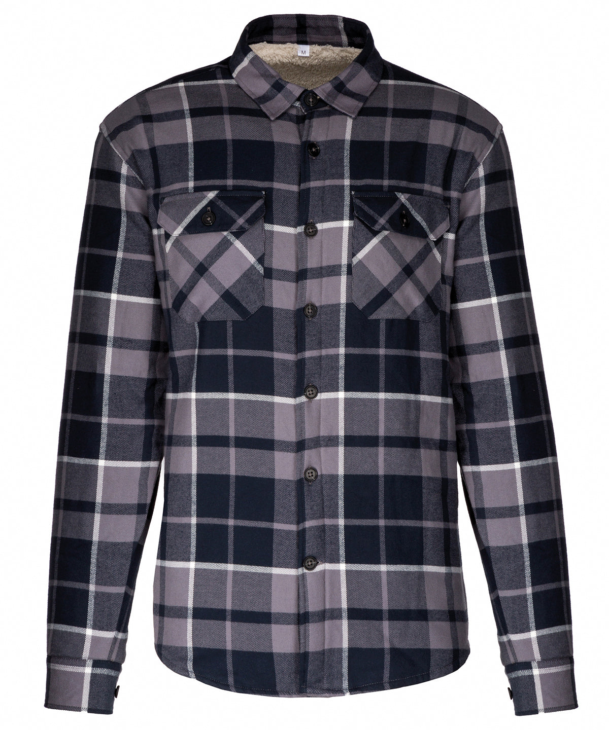 Personalised Shirts - Check Kariban Sherpa-lined checked shirt jacket