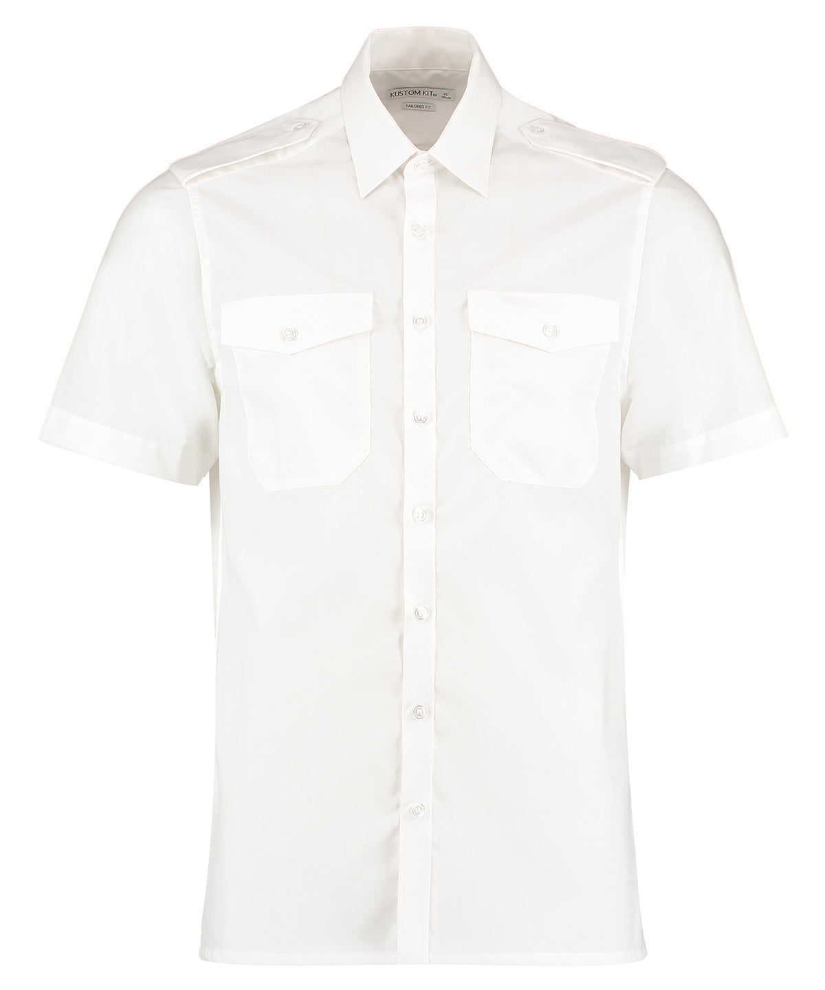 Personalised Shirts - White Kustom Kit Pilot shirt short-sleeved (tailored fit)