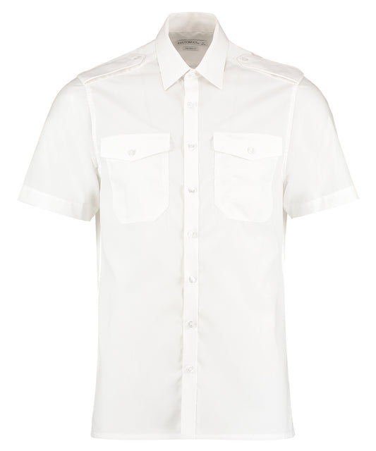 Personalised Shirts - White Kustom Kit Pilot shirt short-sleeved (tailored fit)