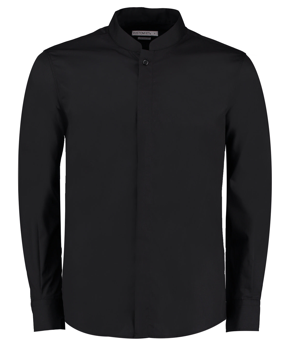 Personalised Shirts - Black Kustom Kit Mandarin collar shirt long-sleeved (tailored fit)