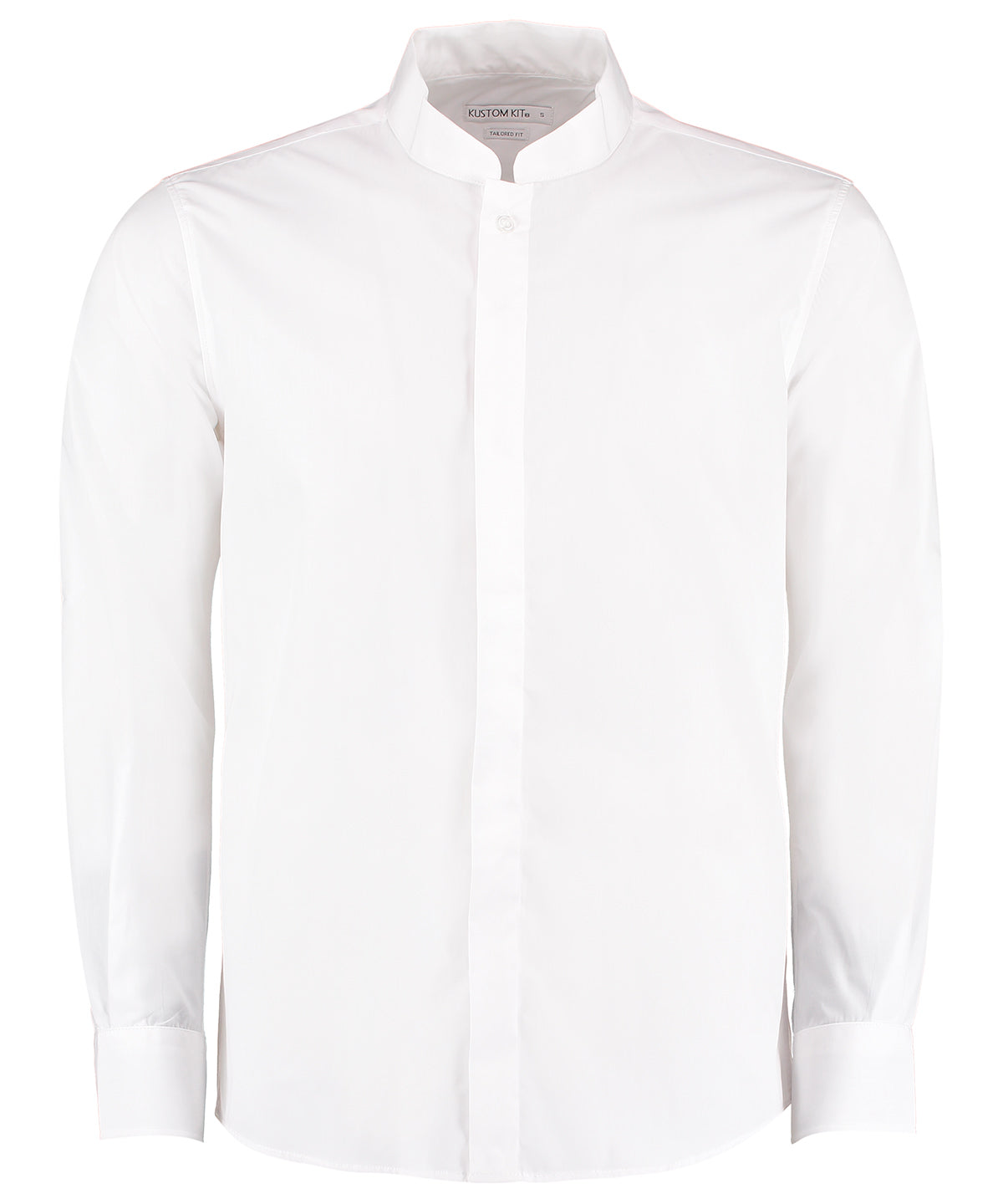 Personalised Shirts - Black Kustom Kit Mandarin collar shirt long-sleeved (tailored fit)