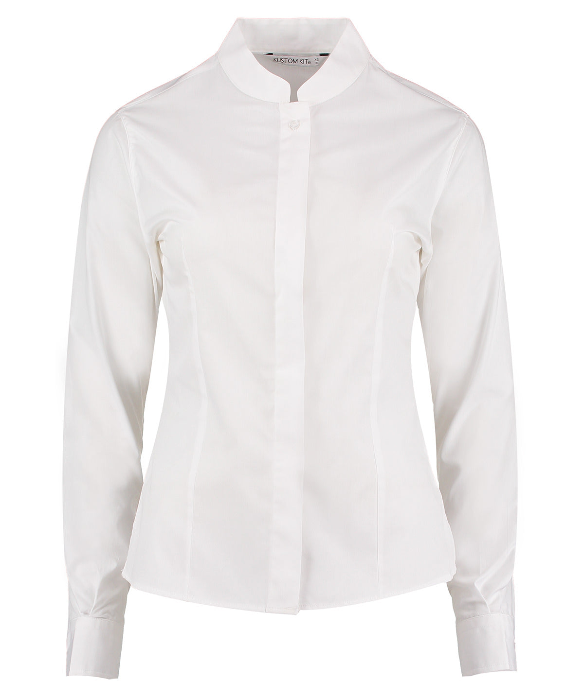 Personalised Shirts - Black Kustom Kit Women's mandarin collar shirt long-sleeved (tailored fit)