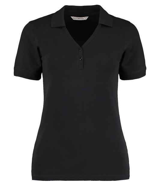 Personalised Polo Shirts - Black Kustom Kit Sophia v-neck polo (regular fit)