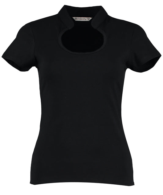 Personalised T-Shirts - Black Kustom Kit Women's corporate top keyhole neck (regular fit)