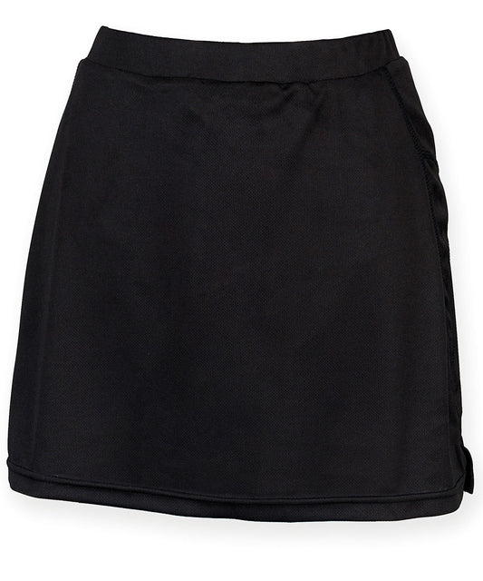 Personalised Skorts - Black Finden & Hales Women's skort with wicking finish