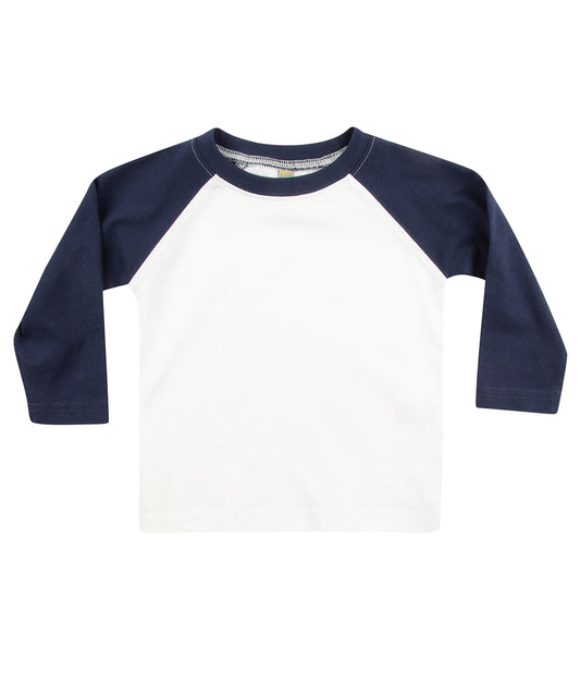 Personalised T-Shirts - White Larkwood Long sleeve baseball t-shirt