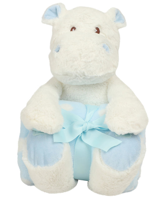 Personalised Blankets - White Mumbles Hippo with blanket