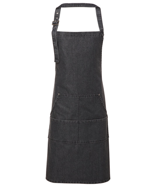 Personalised Aprons - Black Premier Jeans stitch bib apron