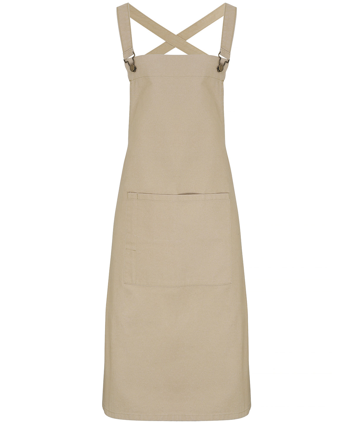 Personalised Aprons - Khaki Premier Cross back 'barista' bib apron
