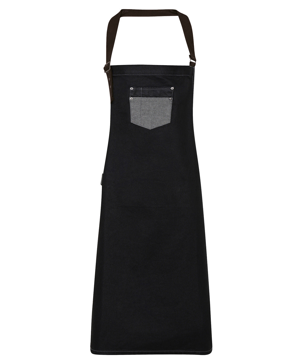 Personalised Aprons - Black Premier Division waxed-look denim bib apron with faux leather