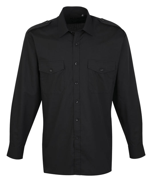 Personalised Shirts - Black Premier Long sleeve pilot shirt