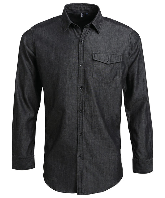 Personalised Shirts - Black Premier Jeans stitch denim shirt