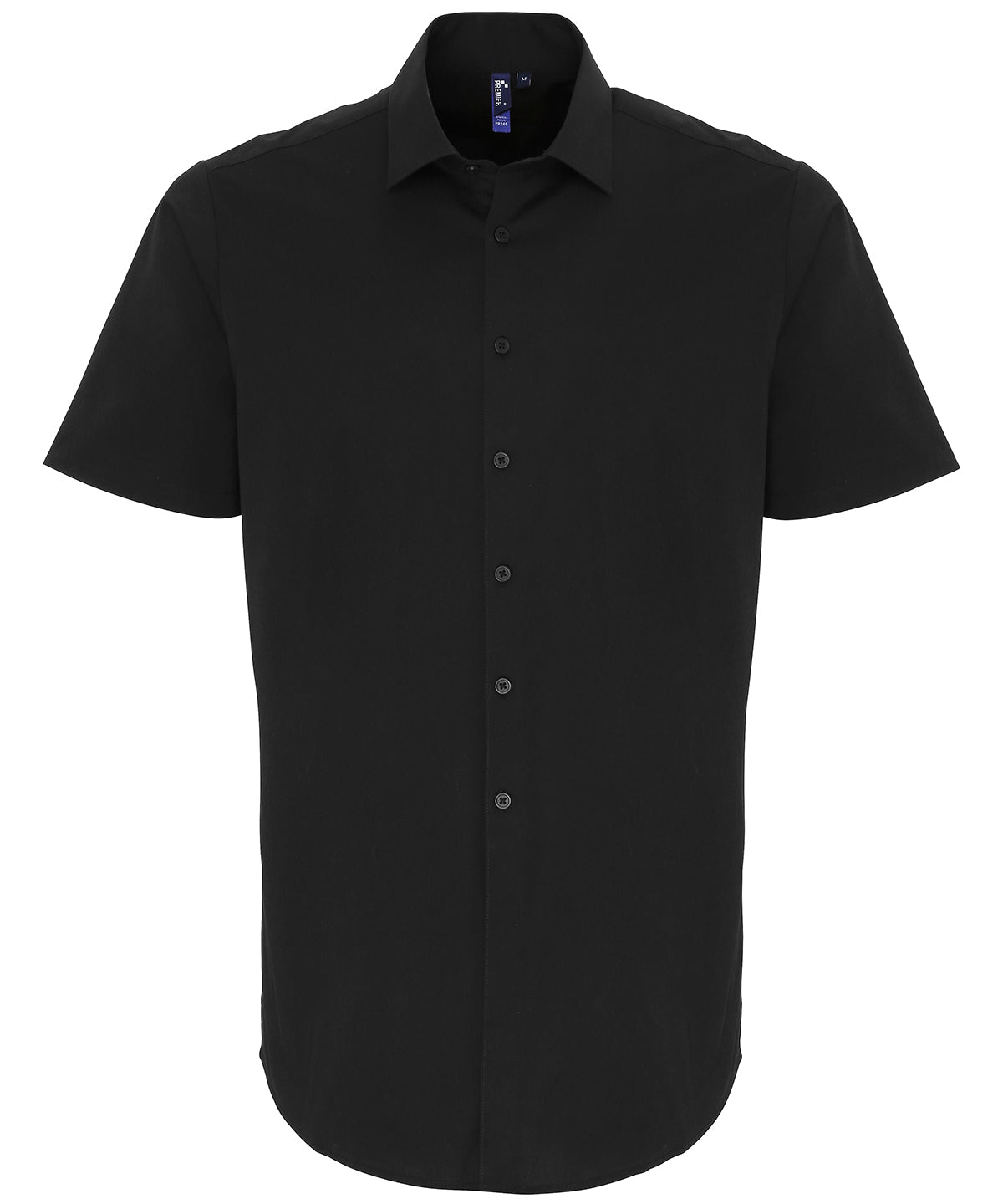 Personalised Shirts - Black Premier Stretch fit cotton poplin short sleeve shirt