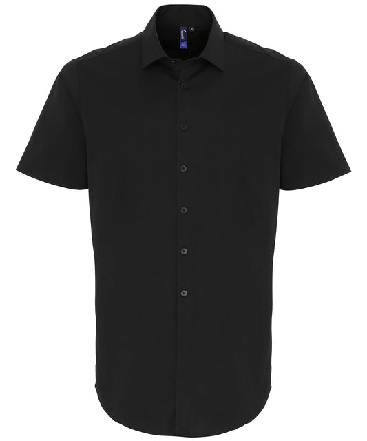 Personalised Shirts - Black Premier Stretch fit cotton poplin short sleeve shirt