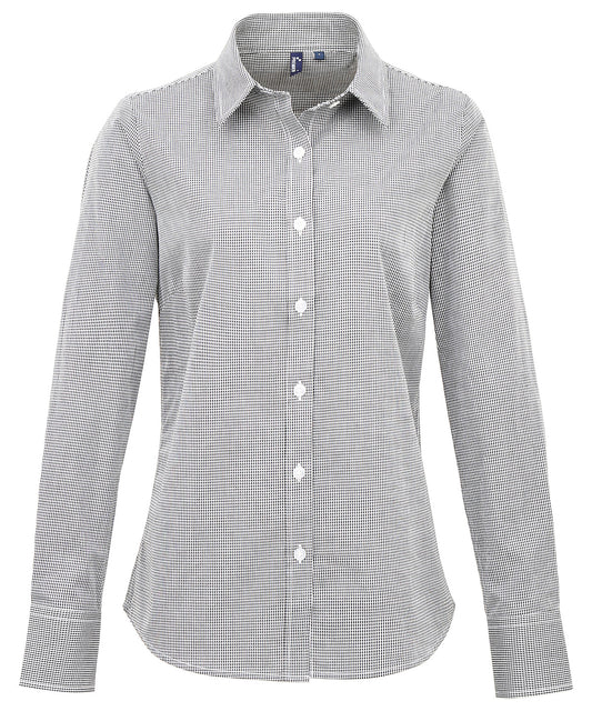 Personalised Shirts - Check Premier Women's Microcheck (Gingham) long sleeve cotton shirt