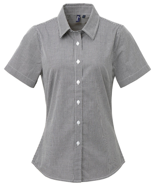 Personalised Shirts - Check Premier Women's Microcheck (Gingham) short sleeve cotton shirt