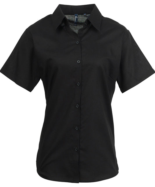 Personalised Shirts - Black Premier Women's signature Oxford short sleeve shirt