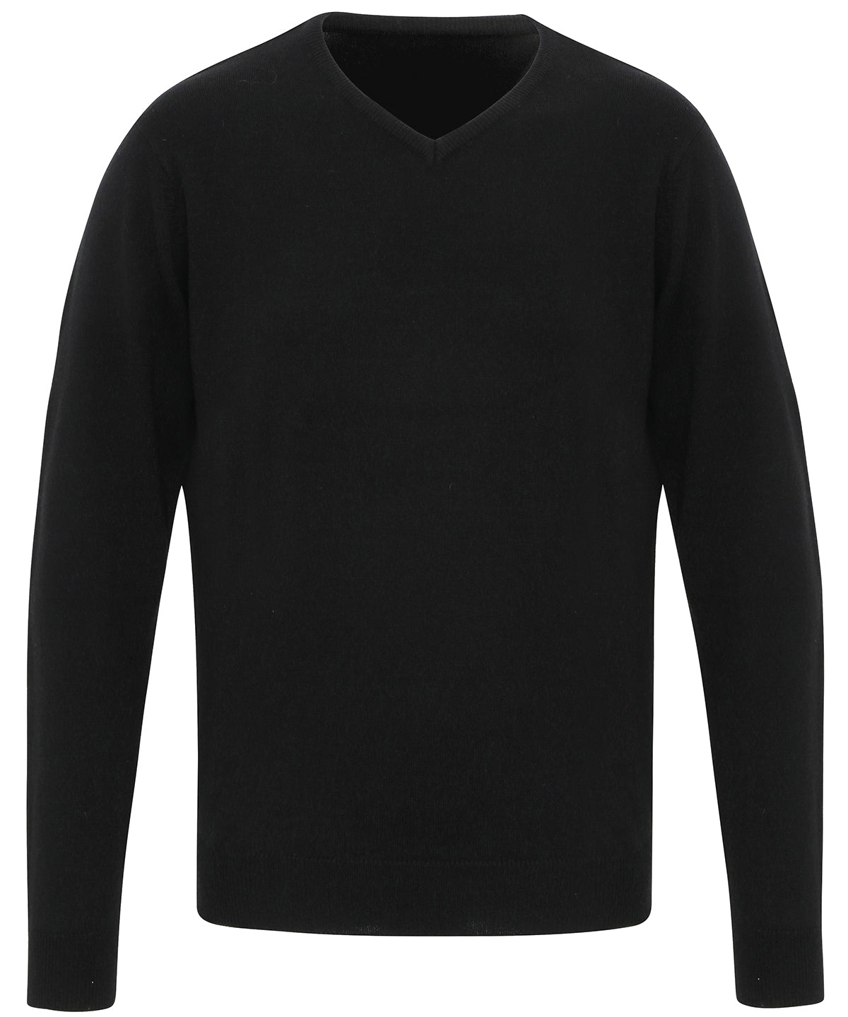 Personalised Knitted Jumpers - Black Premier 'Essential' acrylic v-neck sweater