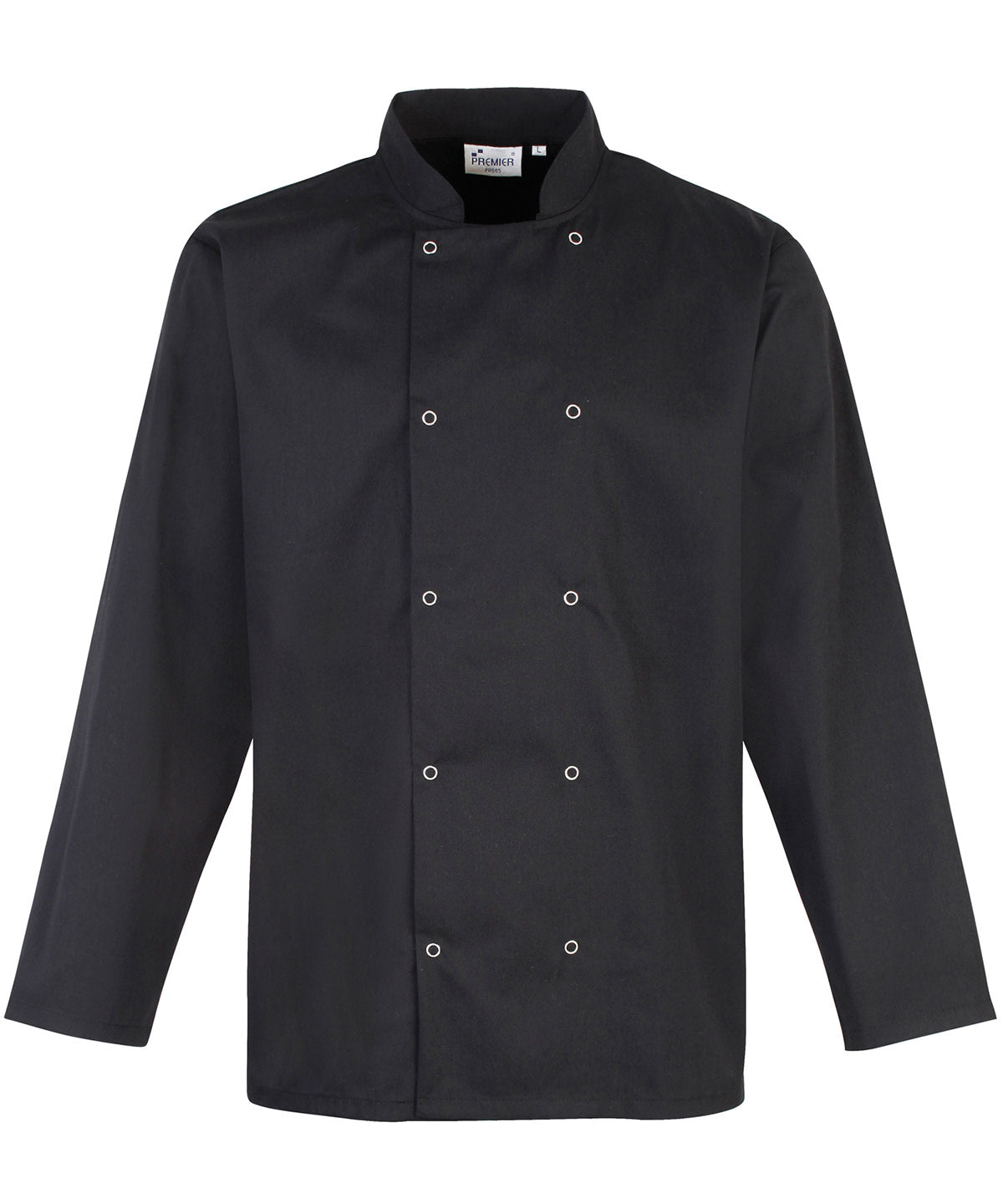 Personalised Chef Jackets - Black Premier Studded front long sleeve chef's jacket