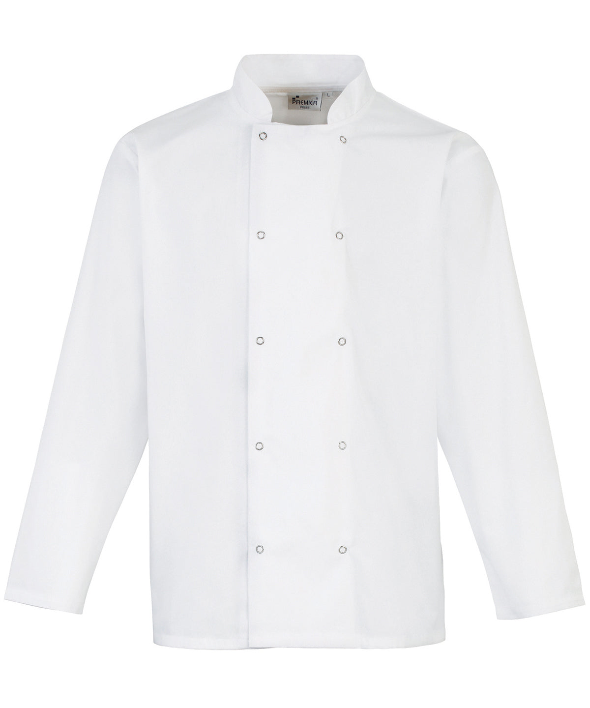 Personalised Chef Jackets - Black Premier Studded front long sleeve chef's jacket