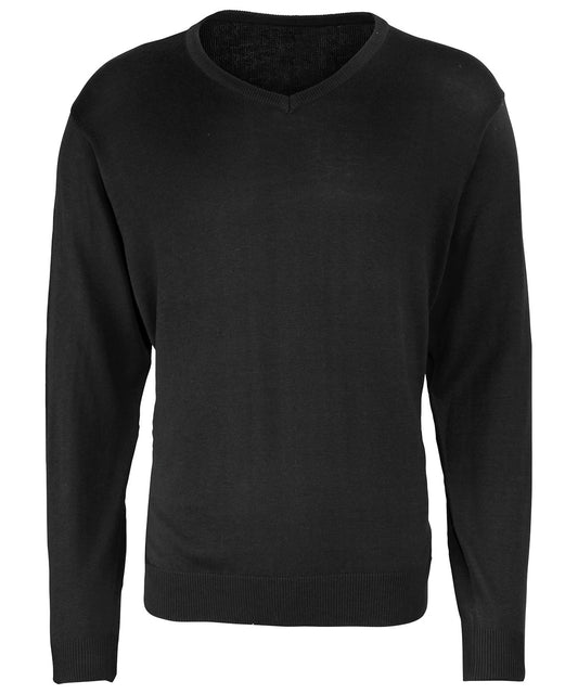 Personalised Knitted Jumpers - Black Premier V-neck knitted sweater
