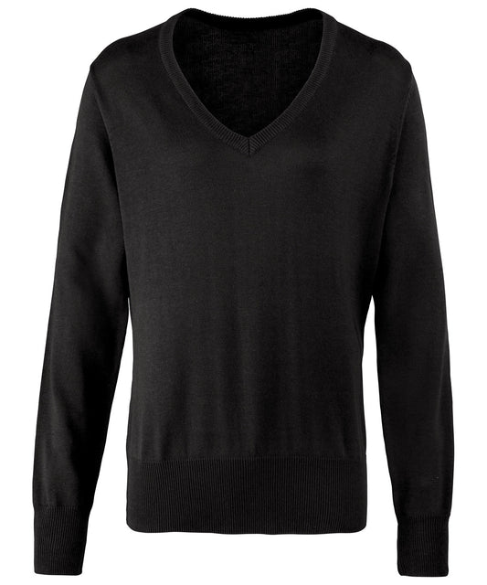 Personalised Knitted Jumpers - Black Premier Women's v-neck knitted sweater