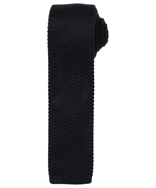 Personalised Ties - Black Premier Slim knitted tie