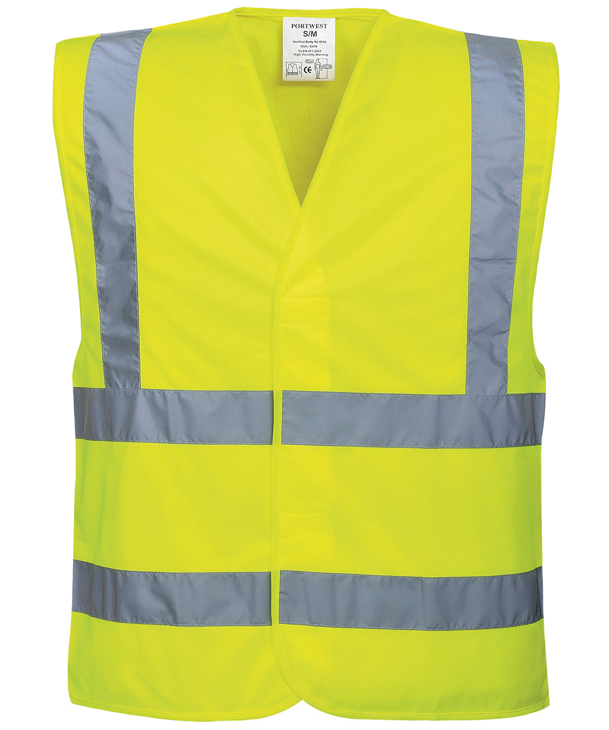 Personalised Safety Vests - Light Yellow Portwest Hi-vis two-band-and-brace vest (C470)