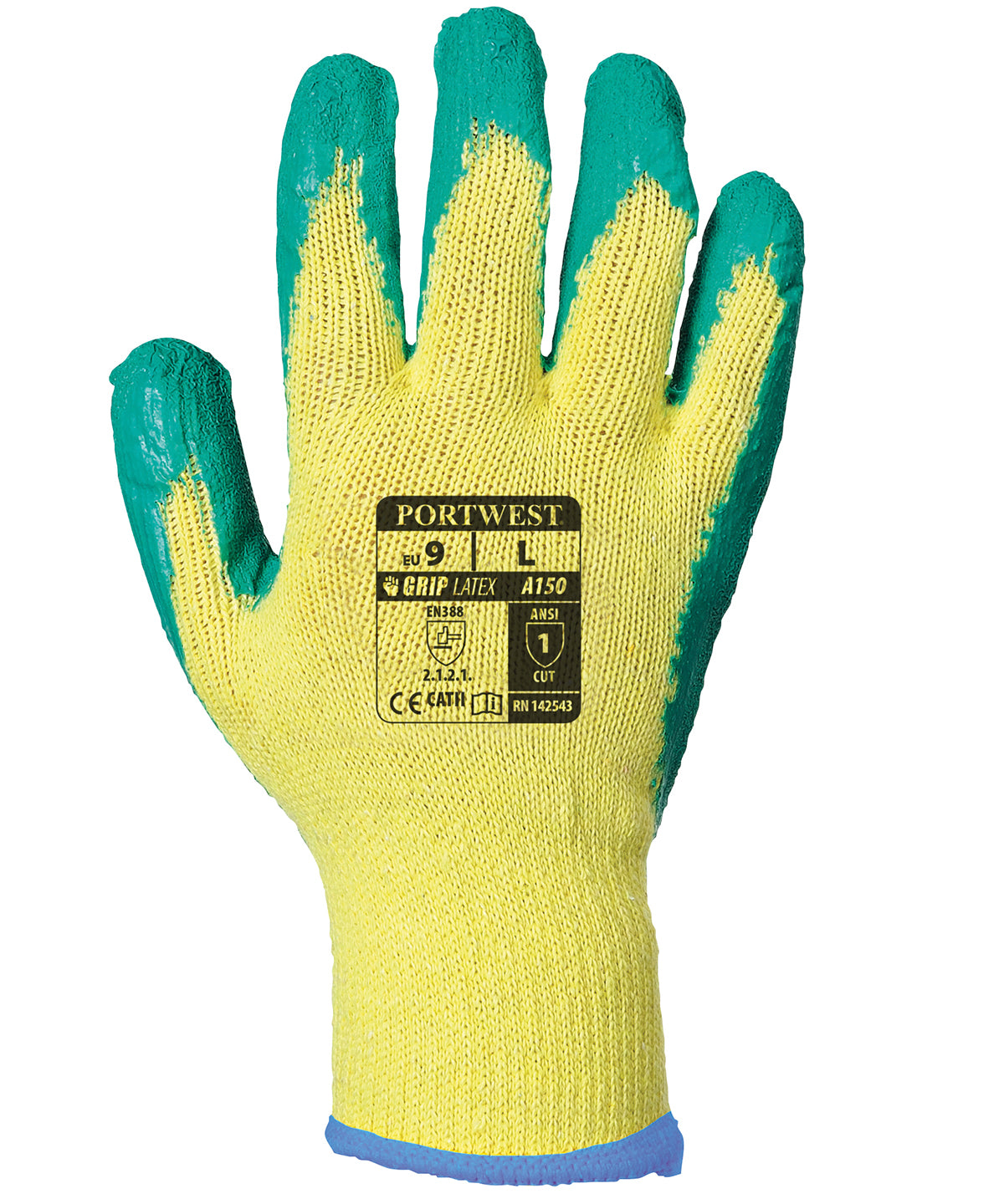 Personalised Gloves - Mid Yellow Portwest Classic grip glove - latex (A150)