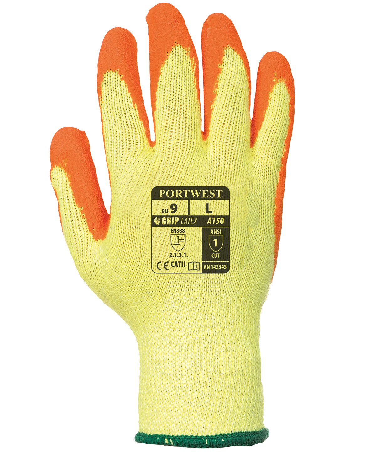 Personalised Gloves - Mid Yellow Portwest Classic grip glove - latex (A150)