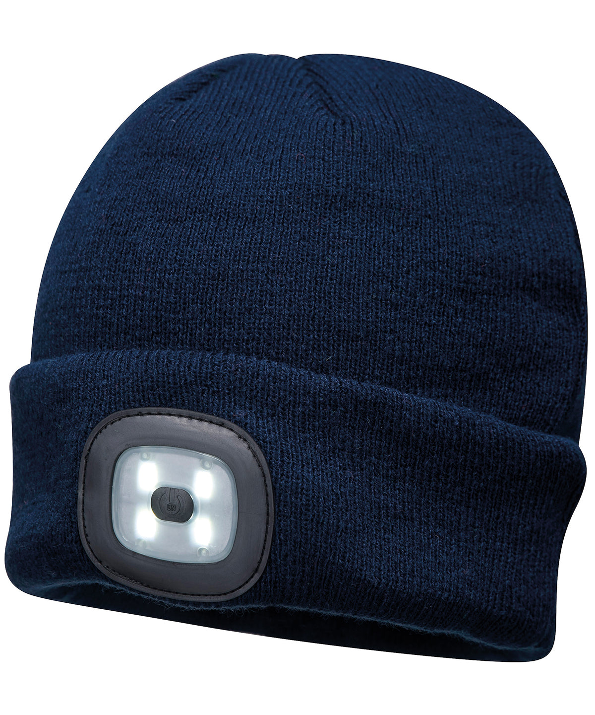 Personalised Hats - Navy Portwest Beanie LED headlight USB rechargeable (B029)