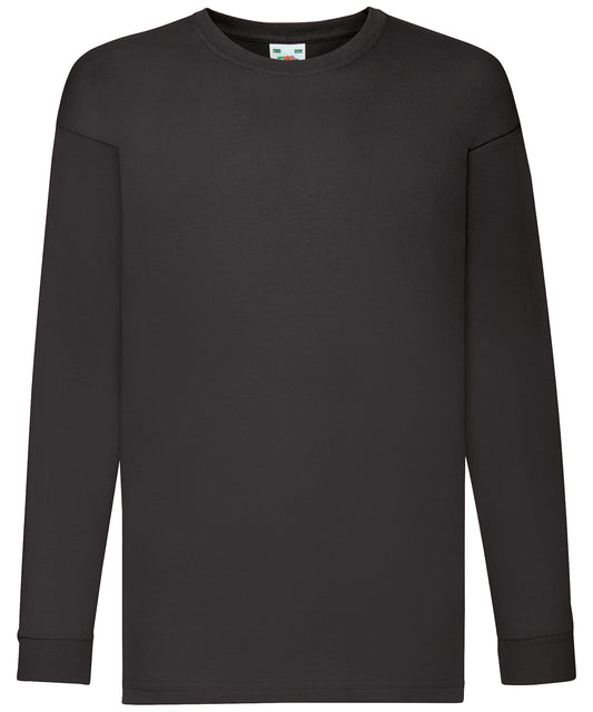 Personalised T-Shirts - Black Fruit of the Loom Kids long sleeve valueweight T