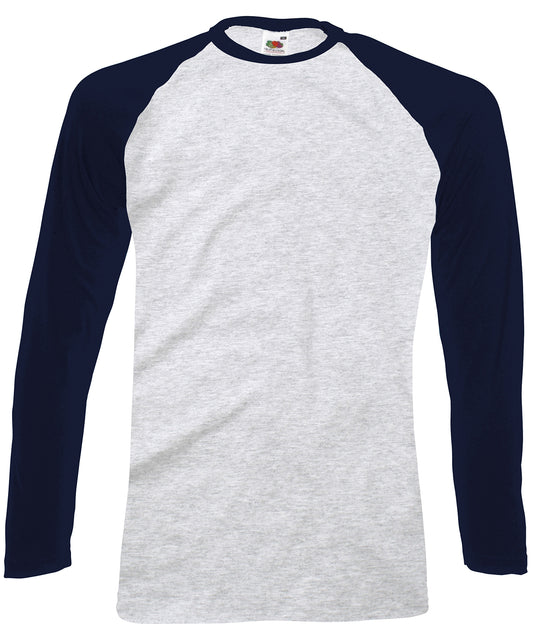 Personalised T-Shirts - Heather Grey Fruit of the Loom Long sleeve baseball T