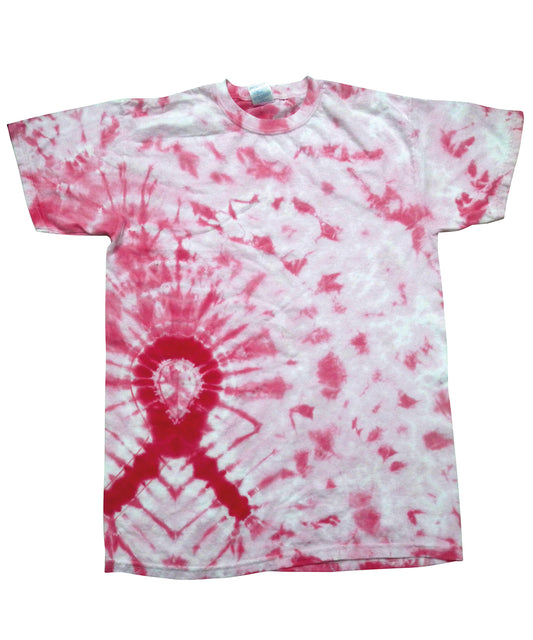 Personalised T-Shirts - Tie-Dye Colortone Kids pink ribbon T