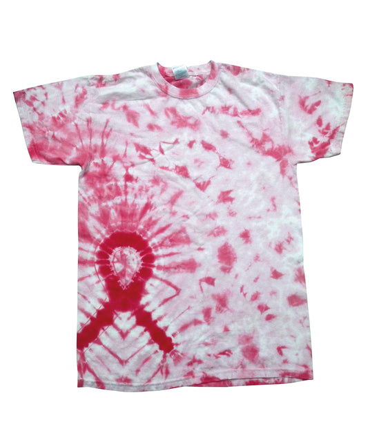 Personalised T-Shirts - Tie-Dye Colortone Pink ribbon T