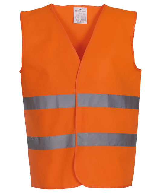 Personalised Safety Vests - Mid Orange Yoko Hi-vis 2-band waistcoat (HVW102)