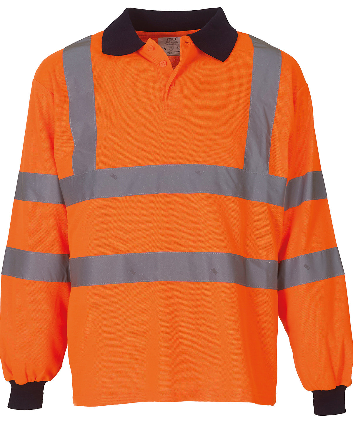 Personalised Polo Shirts - Mid Orange Yoko Hi-vis long sleeve polo (HVJ310)