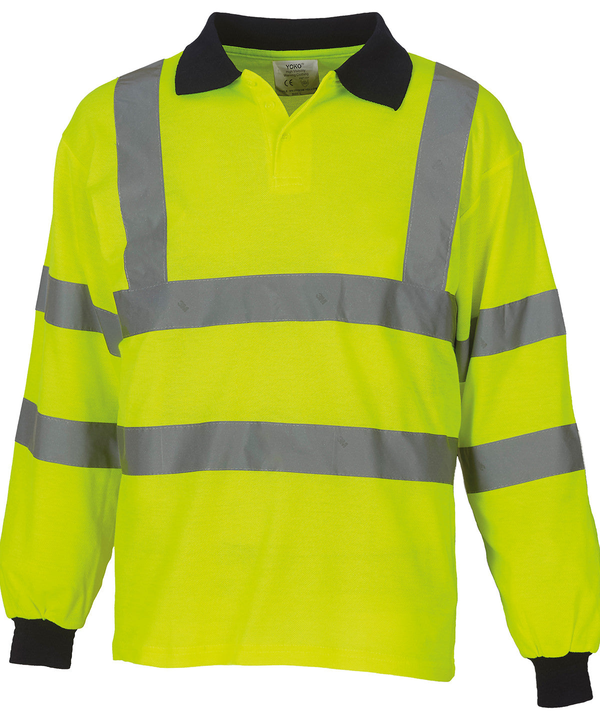 Personalised Polo Shirts - Mid Orange Yoko Hi-vis long sleeve polo (HVJ310)