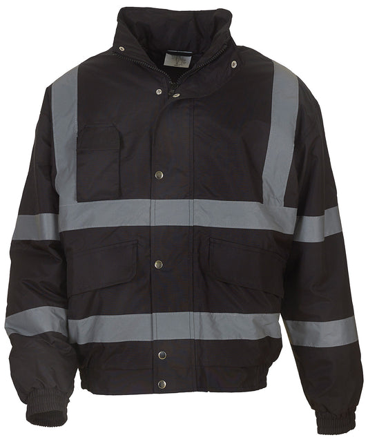 Personalised Jackets - Black Yoko Hi-vis classic bomber jacket (HVP211)