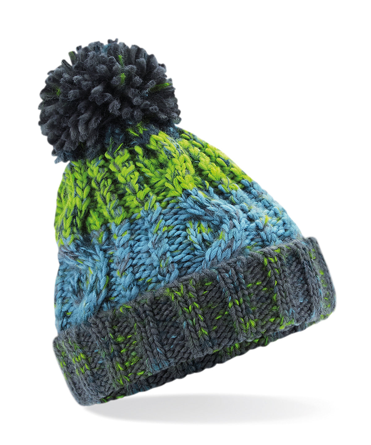 Personalised Hats - Multicolour Beechfield Junior corkscrew pom pom beanie