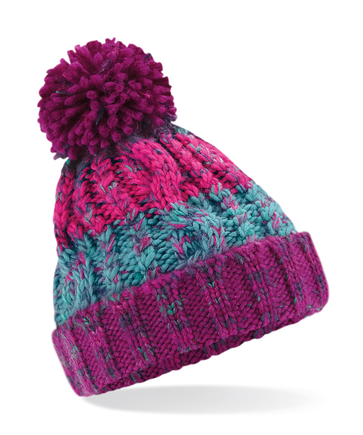 Personalised Hats - Multicolour Beechfield Junior corkscrew pom pom beanie