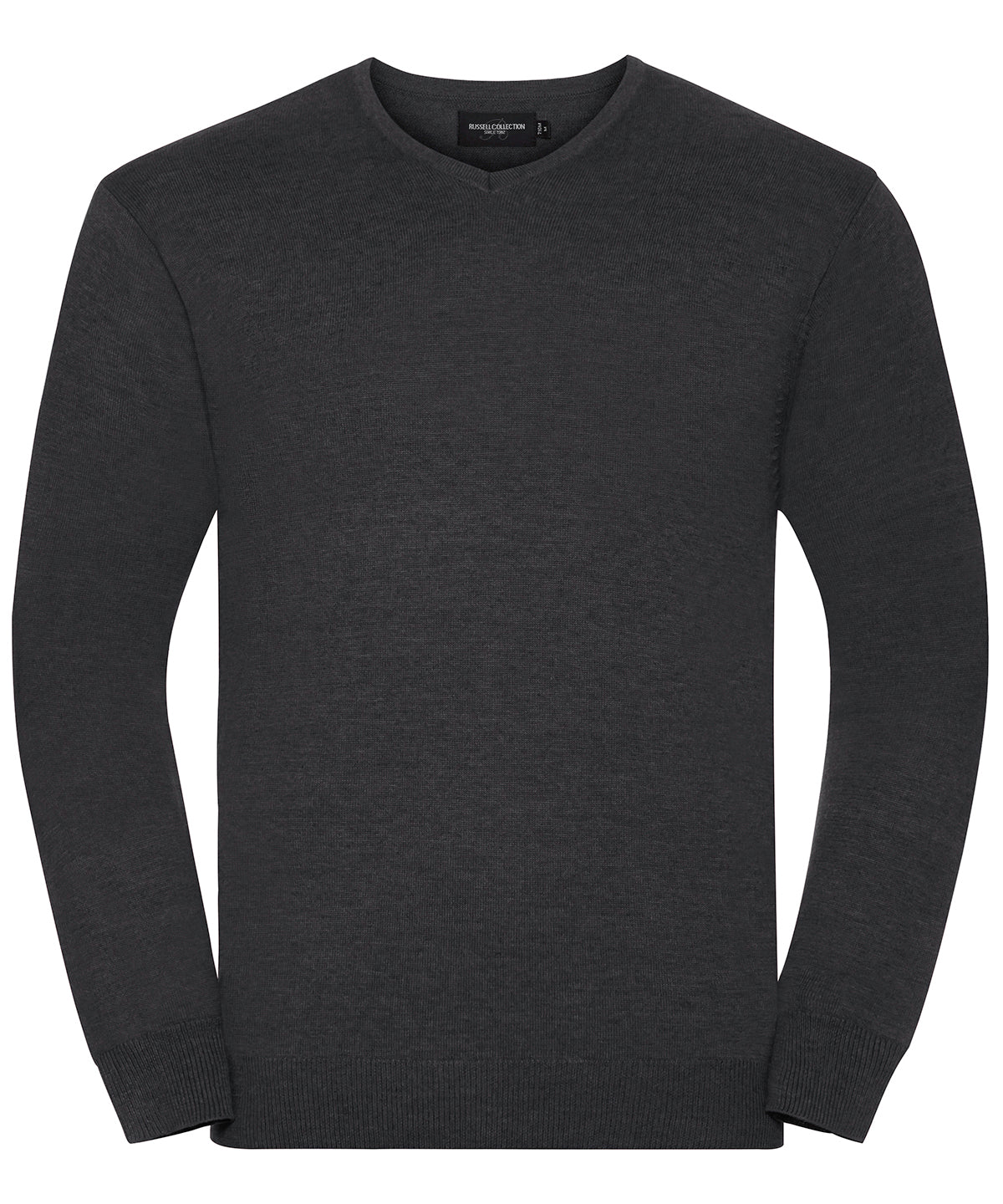 Personalised Knitted Jumpers - Black Russell Collection V-neck knitted sweater