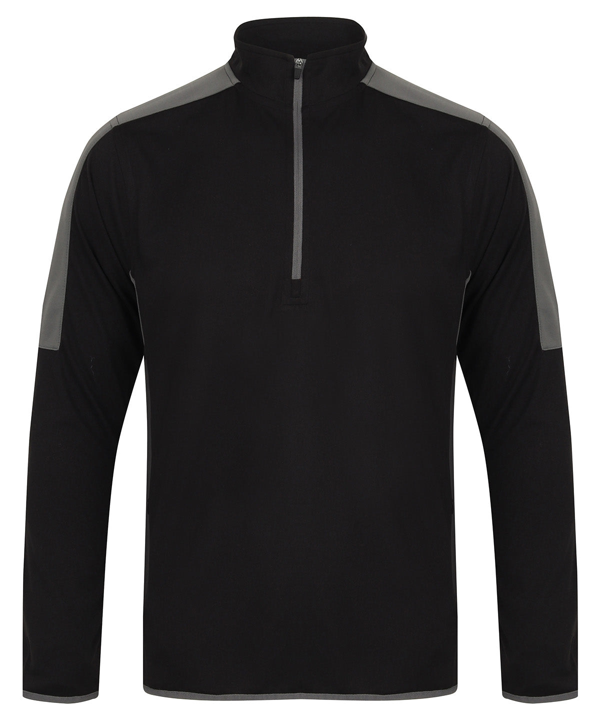 Personalised Sports Overtops - Black Finden & Hales ¼ zip mid-layer with contrast panelling