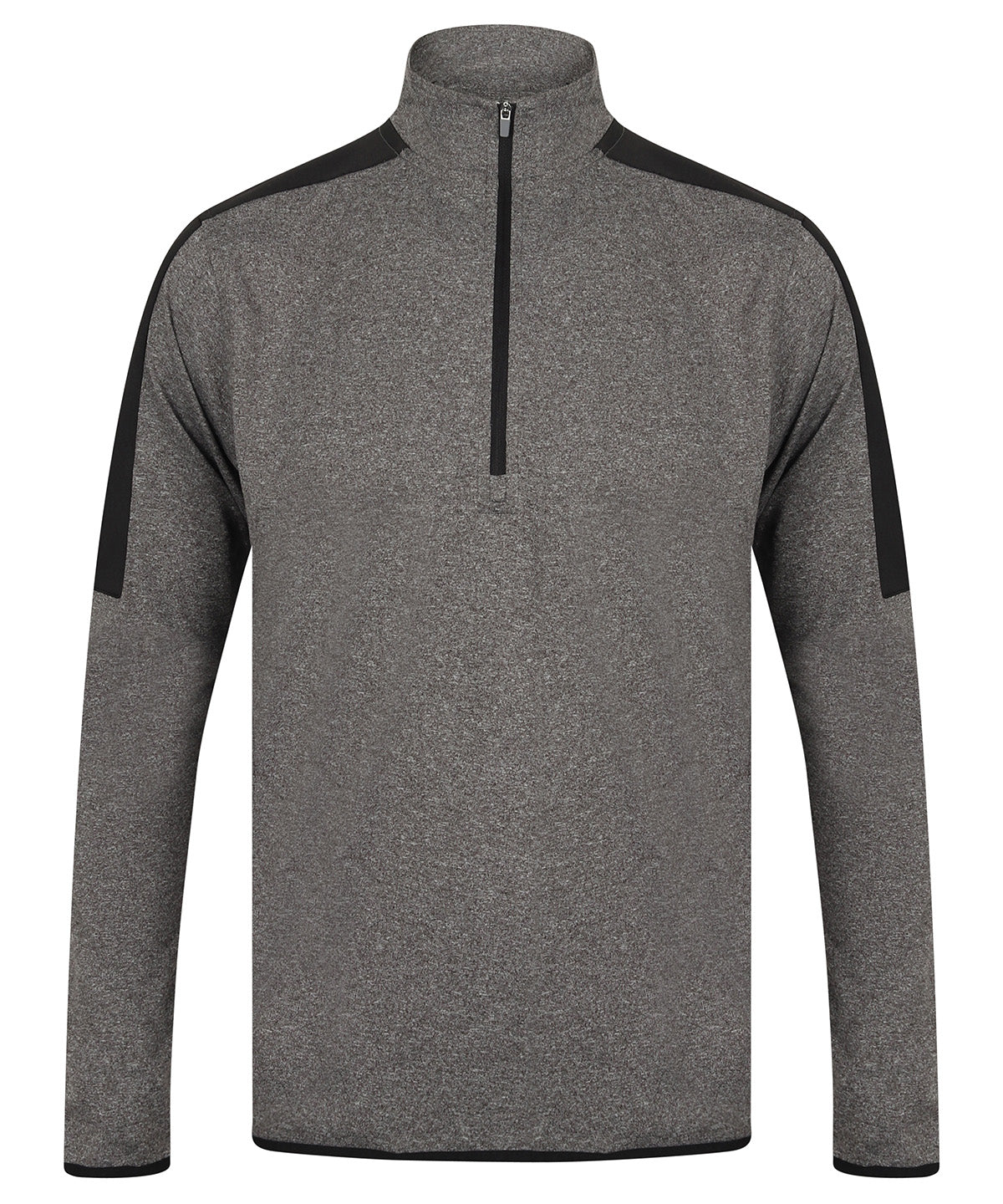Personalised Sports Overtops - Black Finden & Hales ¼ zip mid-layer with contrast panelling