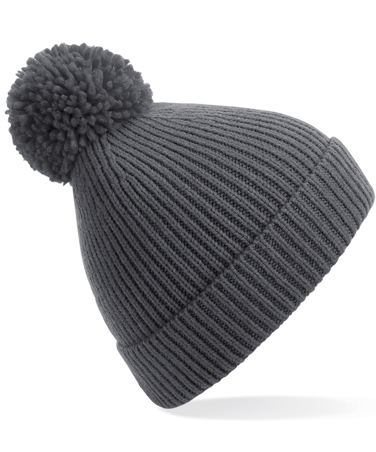 Personalised Hats - Beechfield Engineered knit ribbed pom pom beanie